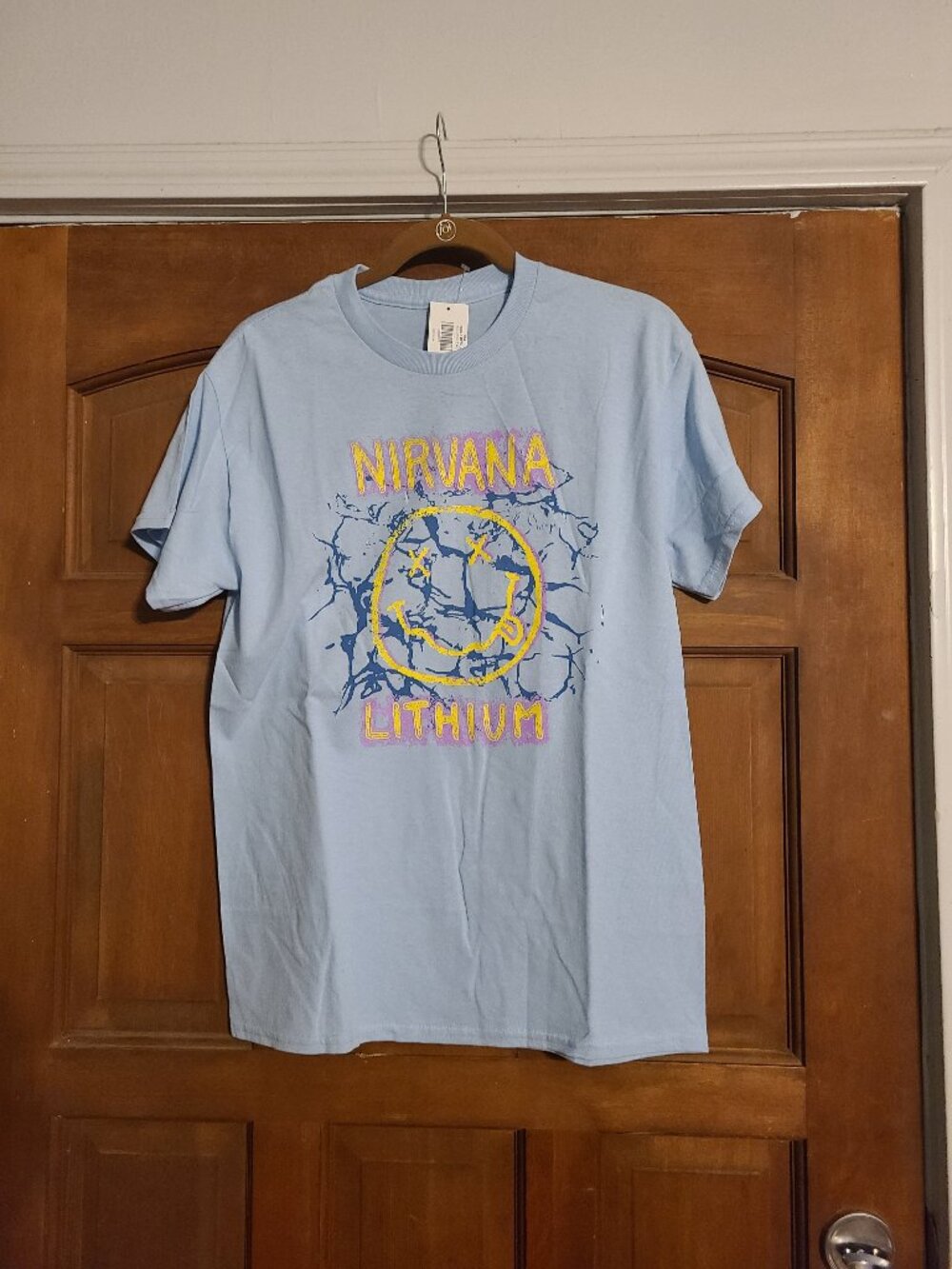 Nirvana Lithium Baby Blue T-Shirt Sz M NEW Kurt Cobain Band Tee